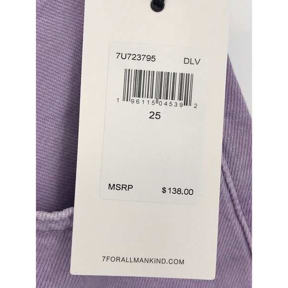 7 For All Mankind Easy James High Rise Bermuda Jean Denim Short Purple 25 NEW - Picture 6 of 7